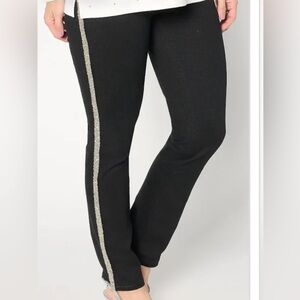 New Belle by Kim Gravel TripleLuxe Twill Sequin Striped Jean Black size 8